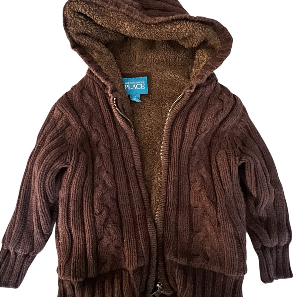 Children's Place Brown Cable Knit Hooded Jacket